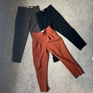 Three Aritzia Babaton Cohen pants, 00 (Black, olive green, rust)